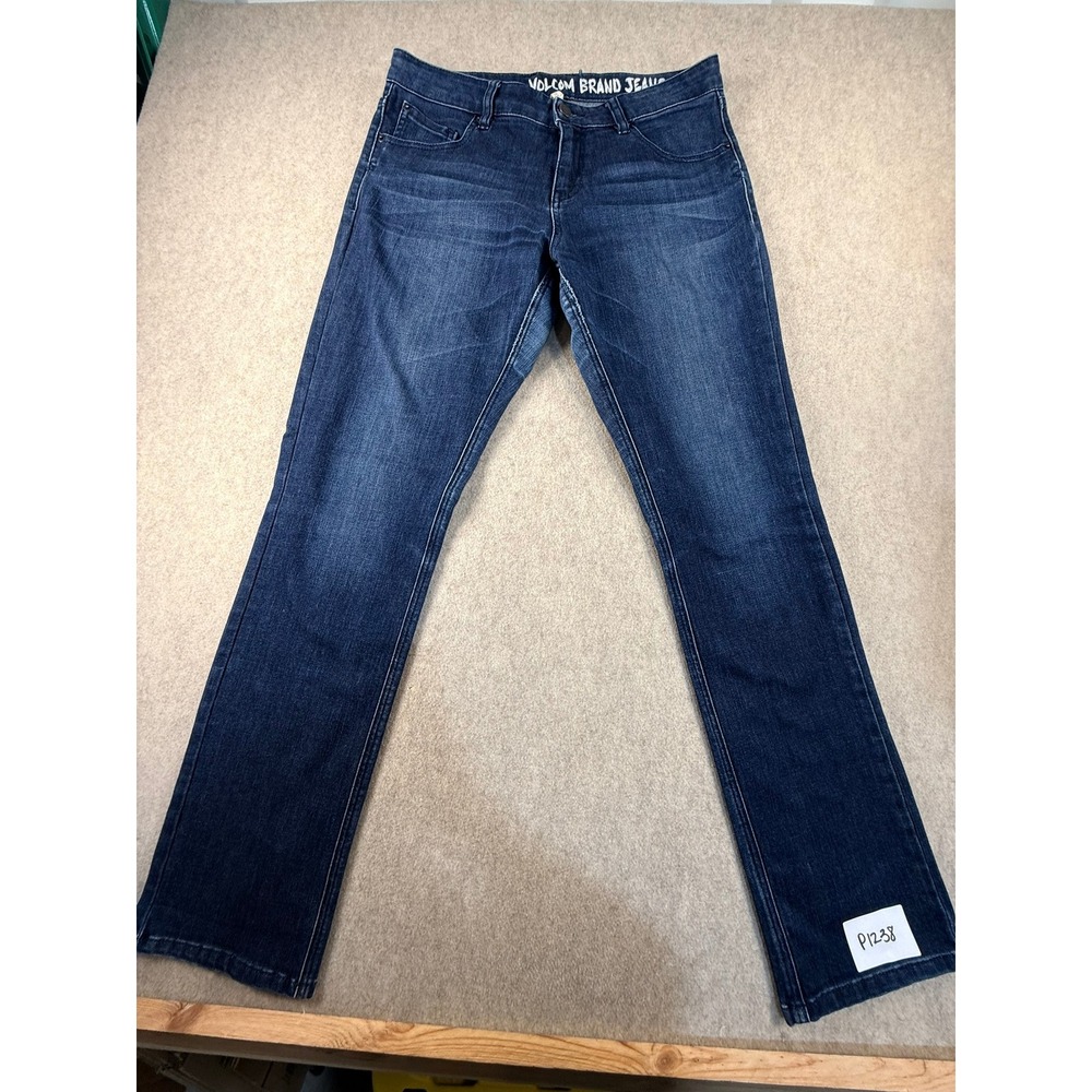 Volcom Brand Jeans 1991 Straight Leg Dark Wash Denim Blue Pants Womens Size 11